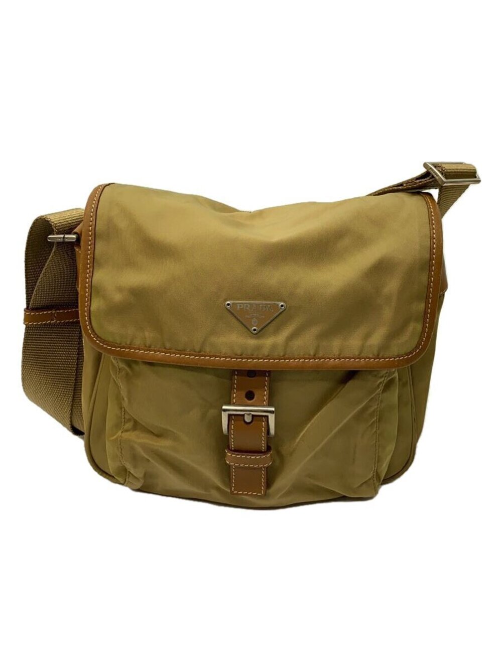 Prada Tessuto messenger bag khaki beige leather Brown